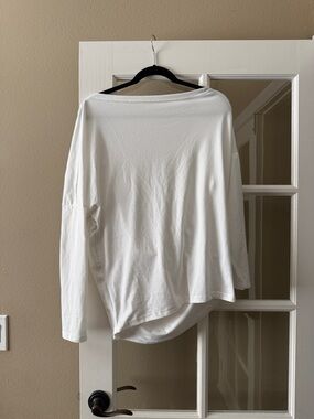 White Women's Long Sleeve Boatneck Top